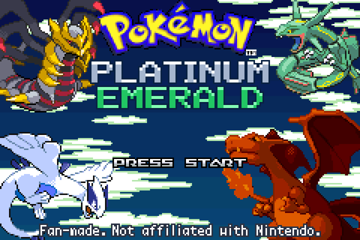 The Platinum Emerald title screen